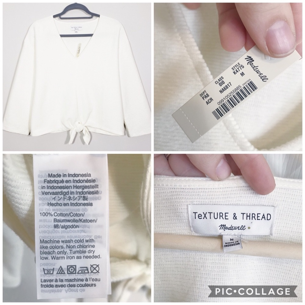 SOLD Madewell Texture & Thread Top cream medium - Picture 4 of 7